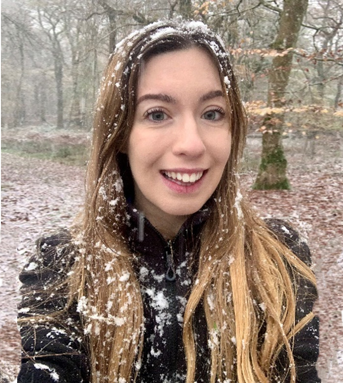 Laura enjoying the snow at Cameron's Cottage